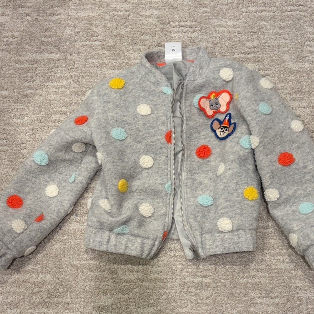 Disney Gray Polka Dot Kids Puffer Jacket